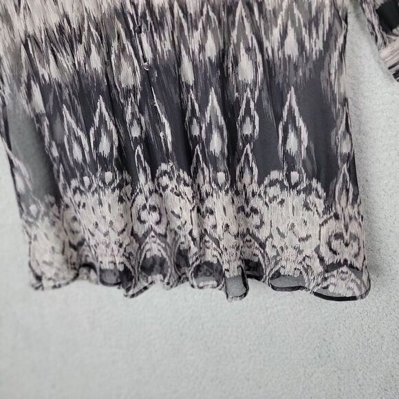 Joie Sheer Cover up Blouse Womens Medium Silk Flowy Black White Button Up Boho - Picture 6 of 14